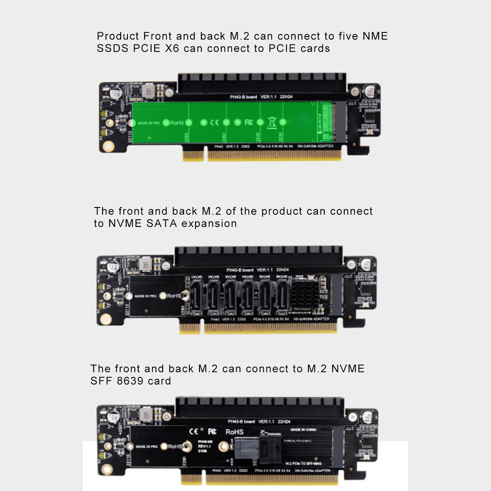 Foto 4 | Tarjeta De Expansión Pcie X16 M.2 Nvmex2 Pcie 4.0 X16 A X8 X4 X4 - Venta Internacional.