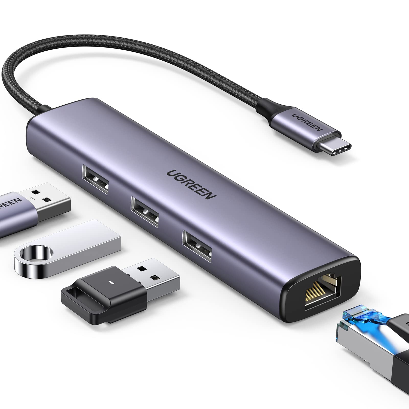 Foto 2 pulgar | Adaptador Usb C A Ethernet Hub Ugreen 4 En 1 Con 3 Puertos Usb 3.0 - Venta Internacional.