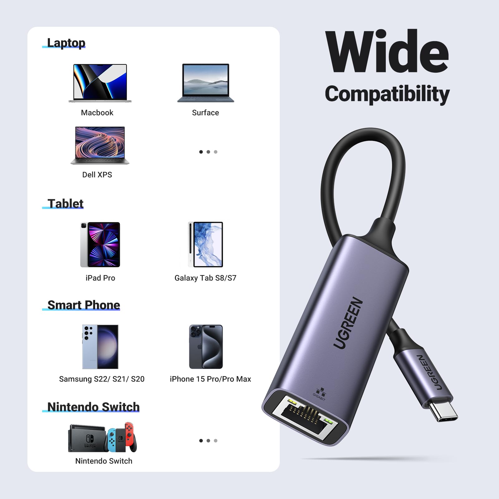 Foto 7 | Adaptador Ethernet Ugreen Usb C A Ethernet De 1 Gbps Para Macbook - Venta Internacional.