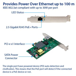 Foto 3 | Tarjeta De Red Ethernet Io Crest 2.5 Gigabit Poe+ Pci-e X1 - Venta Internacional.