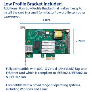 Foto 4 | Tarjeta De Red Ethernet Io Crest 2.5 Gigabit Poe+ Pci-e X1 - Venta Internacional.