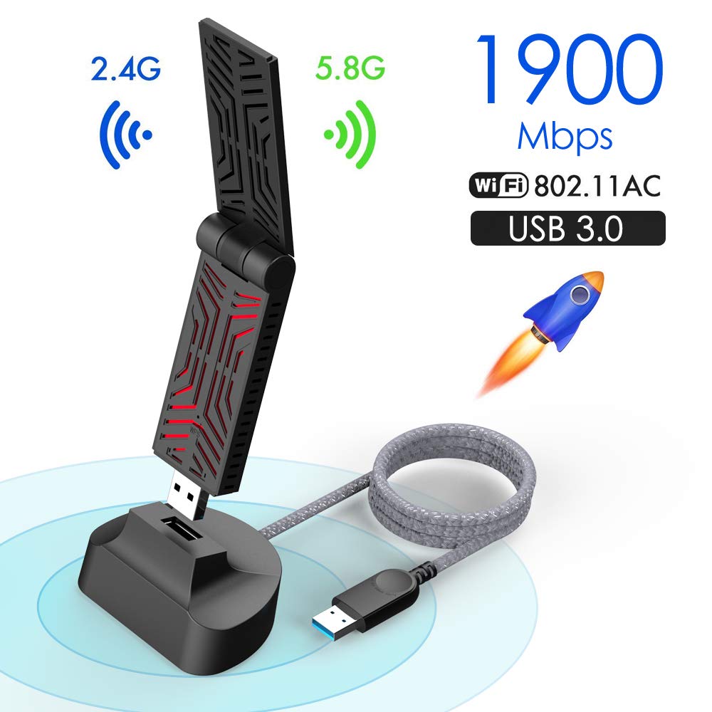 Foto 2 | Adaptador Wifi Usb Wavlink Ac1900 De Doble Banda Para Pc De Escritorio - Venta Internacional.