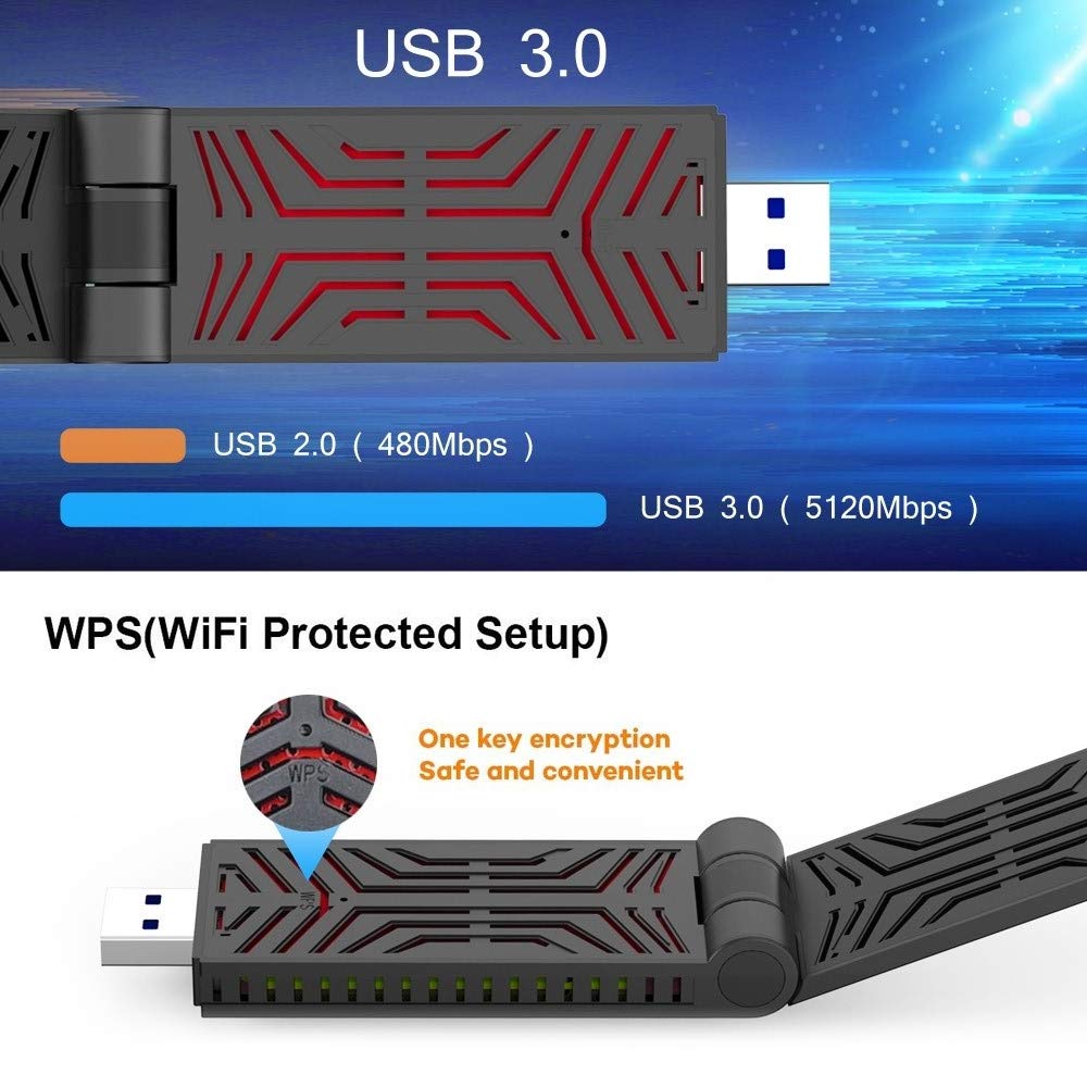 Foto 6 | Adaptador Wifi Usb Wavlink Ac1900 De Doble Banda Para Pc De Escritorio - Venta Internacional.