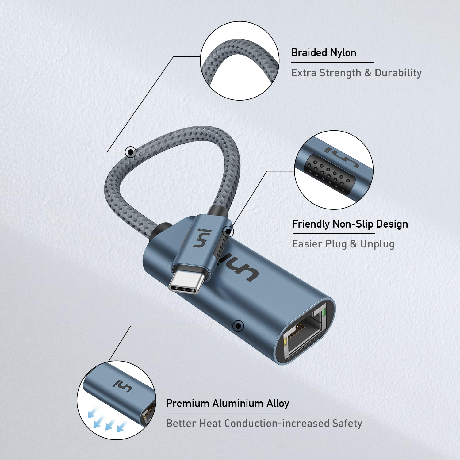 Foto 5 pulgar | Adaptador Usb C A Ethernet Uni Thunderbolt 3/4 1 Gbps Azul - Venta Internacional.