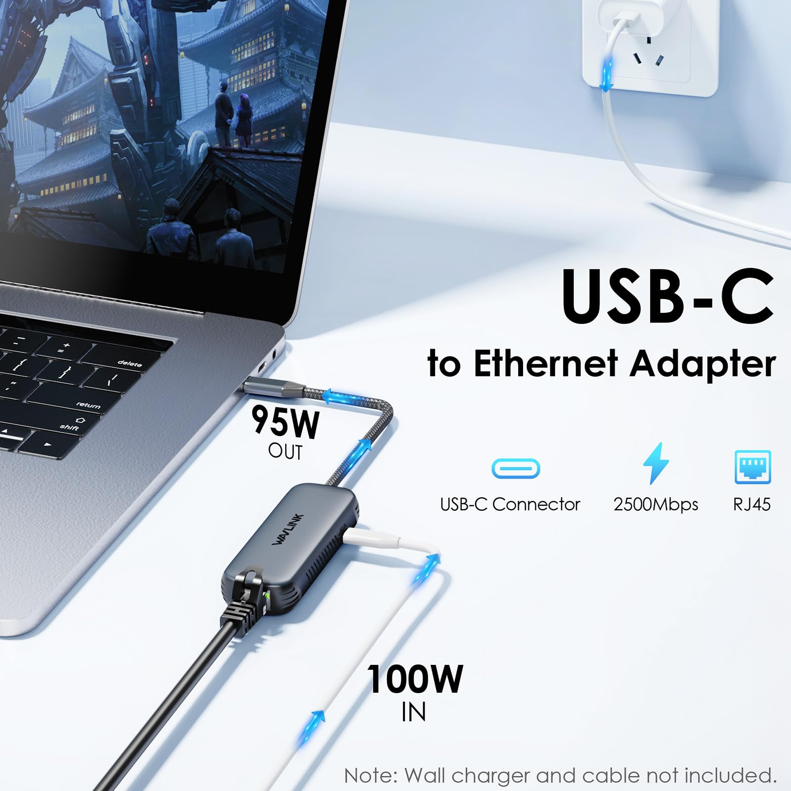 Foto 3 pulgar | Adaptador Ethernet Wavlink Usb C A Ethernet De 2 5 Gbps Con Pd De 95 W - Venta Internacional.