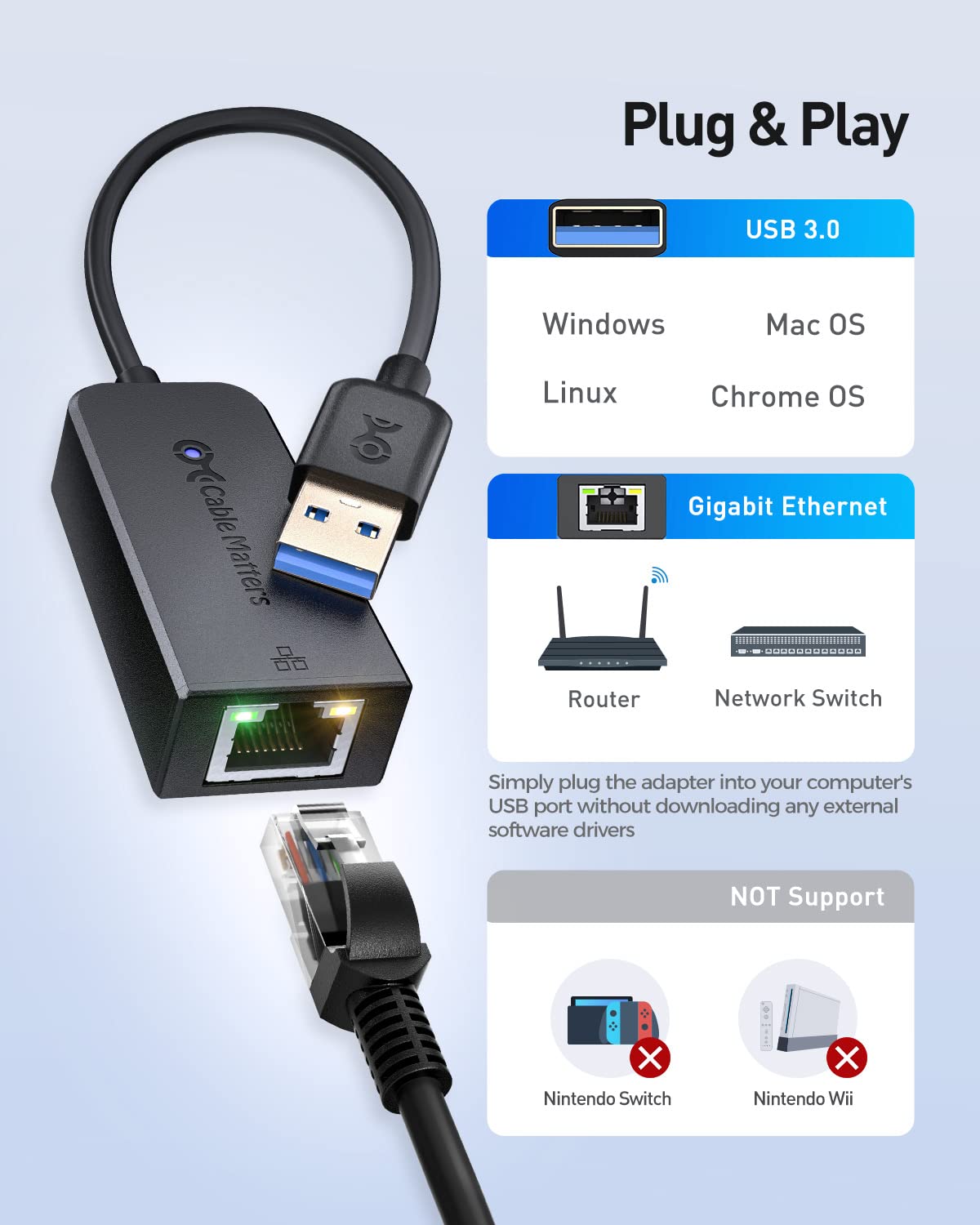 Foto 4 pulgar | Cable Adaptador Usb A Ethernet Matters Usb 3.0  Paquete De 2 - Venta Internacional.