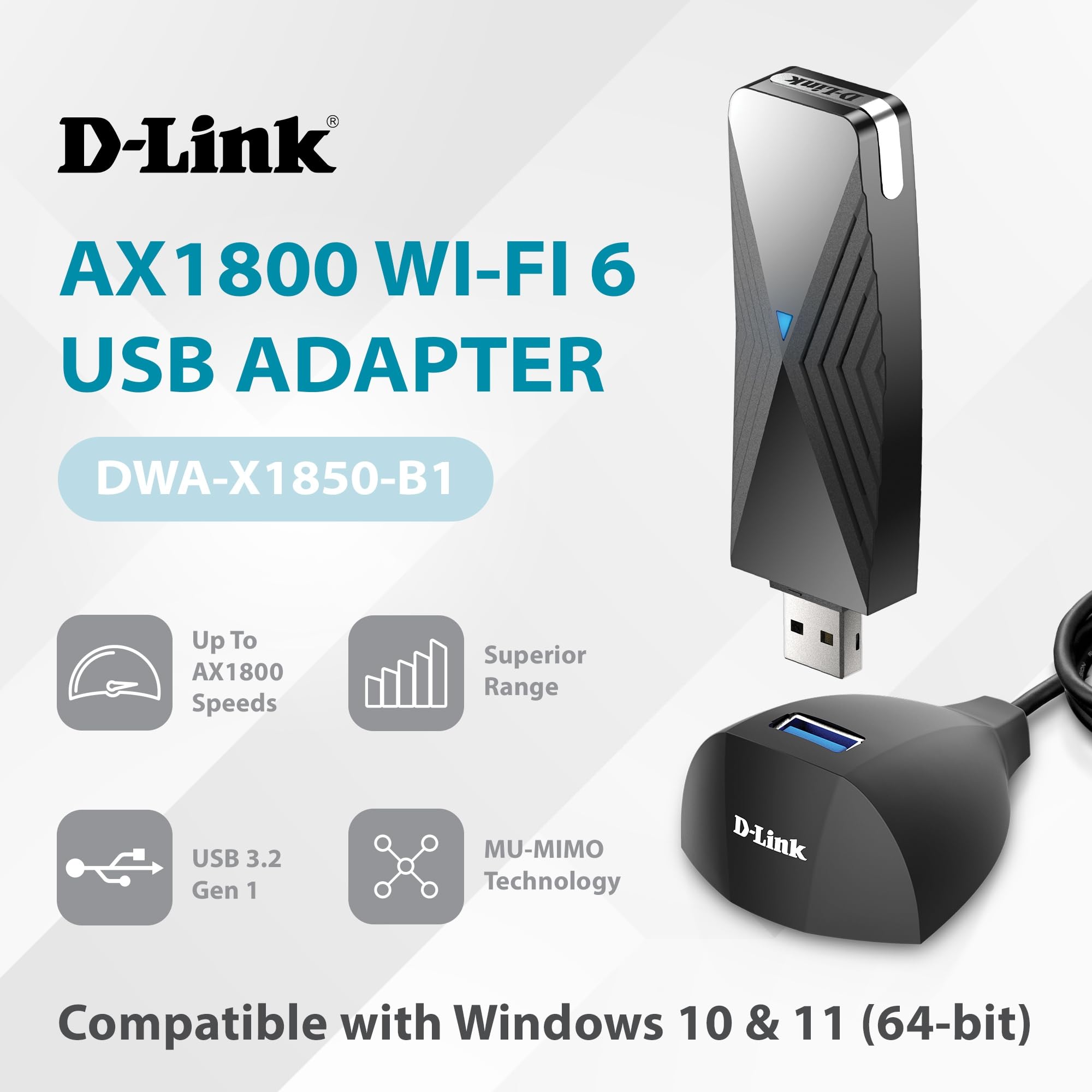 Foto 3 pulgar | Adaptador Wifi 6 D-link Dwa-x1850-b1 Ax1800 Usb 3.0 Para Pc Negro - Venta Internacional.