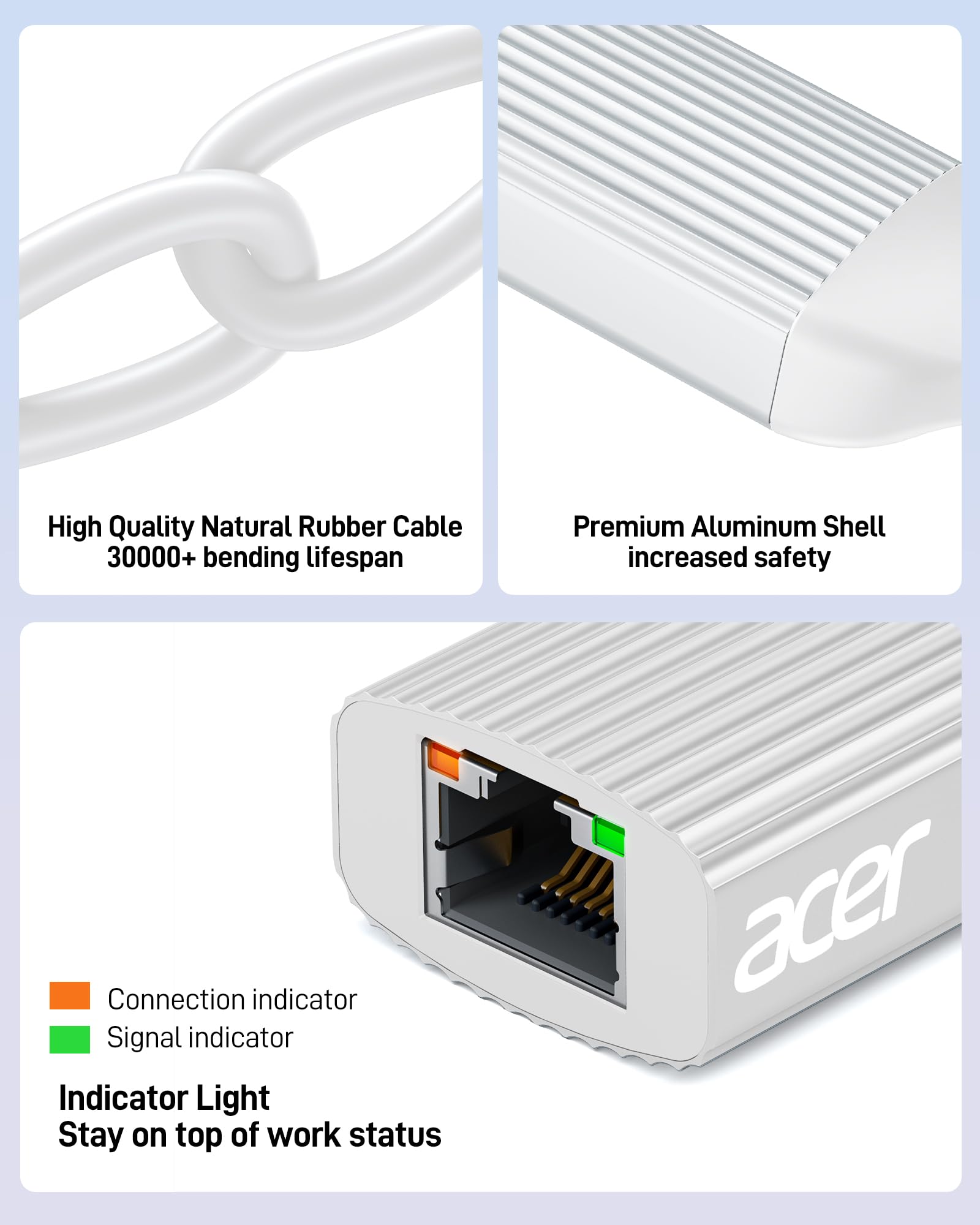 Foto 6 pulgar | Adaptador Usb-c A Ethernet Acer Rj45 De 1 Gbps Para Portátil Plateado - Venta Internacional.