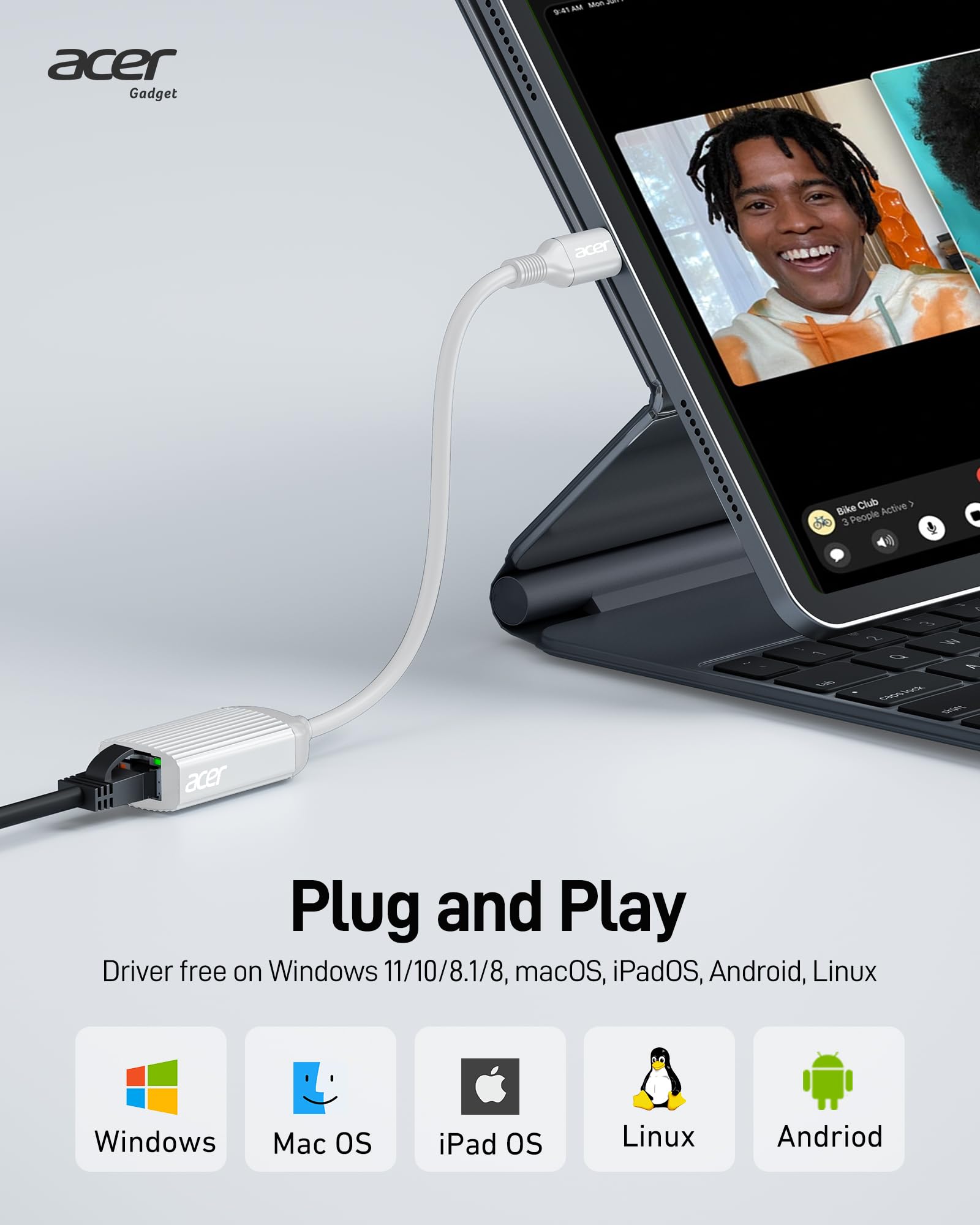 Foto 7 pulgar | Adaptador Usb-c A Ethernet Acer Rj45 De 1 Gbps Para Portátil Plateado - Venta Internacional.