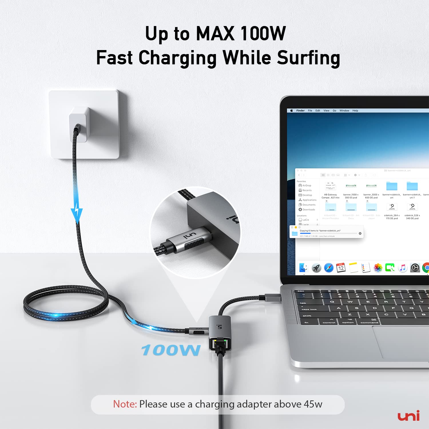 Foto 4 pulgar | Unidad Adaptadora Usb C A Ethernet Con Puerto De Carga De 100 W Y 1 Gbps - Venta Internacional.