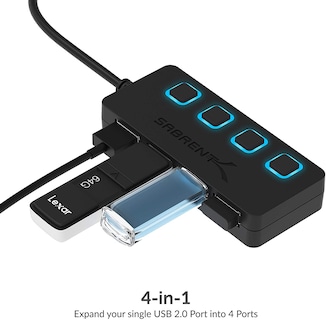 Foto 3 | Venta Internacional - Hub USB 2.0 Sabrent de 4 Puertos con Interruptores de Alimentación