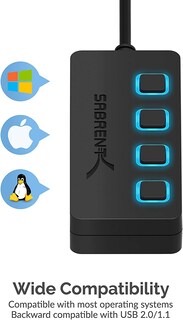 Foto 5 | Venta Internacional - Hub USB 2.0 Sabrent de 4 Puertos con Interruptores de Alimentación