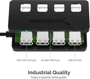 Foto 6 | Venta Internacional - Hub USB 2.0 Sabrent de 4 Puertos con Interruptores de Alimentación