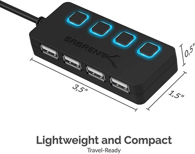 Foto 8 | Venta Internacional - Hub USB 2.0 Sabrent de 4 Puertos con Interruptores de Alimentación