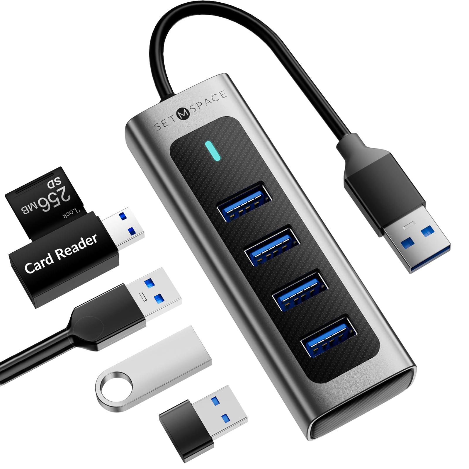 Hub Usb Setmspace 3.0 Con 4 Puertos De 5 Gbps Para Portátil, Pc, Ps4 - Venta Internacional.