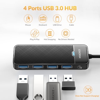 Foto 2 | Hub Usb Idsonix De 4 Puertos Usb 3.0 De 5 Gbps Para Ordenador Portátil Macbook Black - Venta Internacional.
