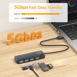 Foto 3 | Hub Usb Idsonix De 4 Puertos Usb 3.0 De 5 Gbps Para Ordenador Portátil Macbook Black - Venta Internacional.