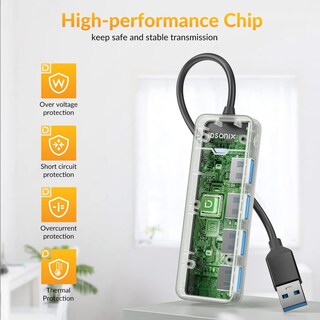 Foto 4 | Hub Usb Idsonix De 4 Puertos Usb 3.0 De 5 Gbps Para Ordenador Portátil Macbook Black - Venta Internacional.
