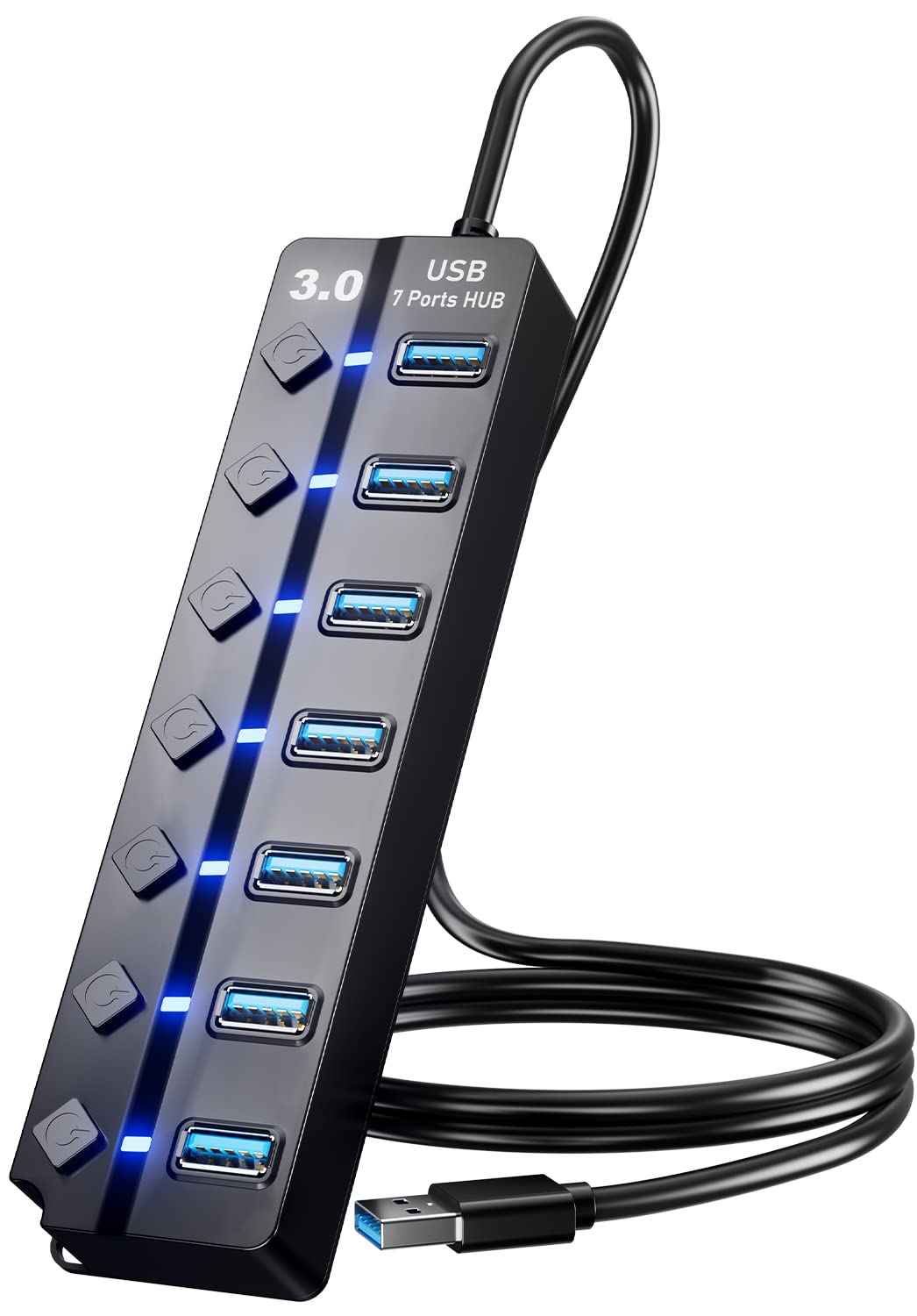 Divisor de Datos Usb Usb 3.0 Hub Panpeo de 7 Puertos Con Cable De 1 Metro - Venta Internacional