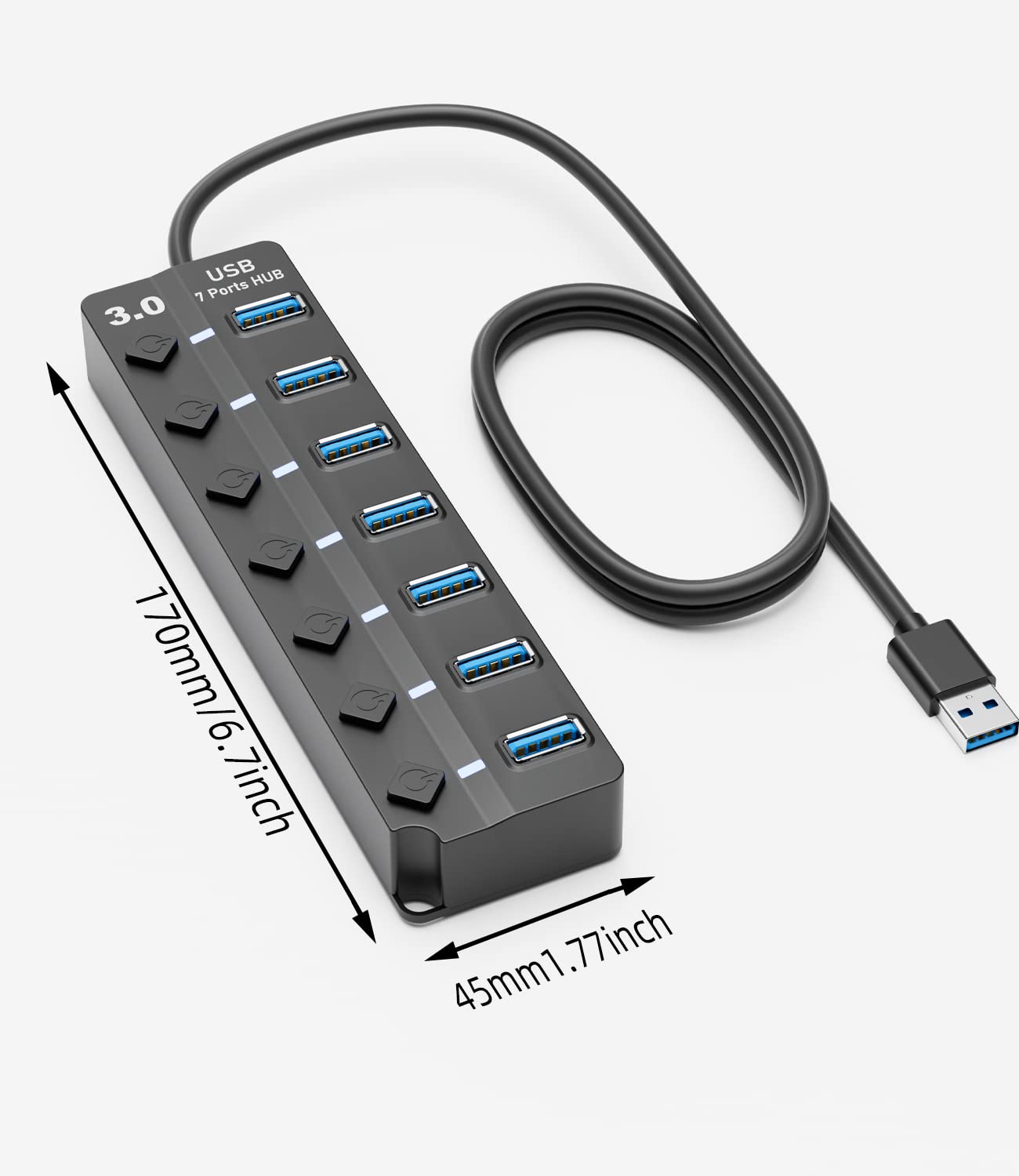 Foto 3 pulgar | Divisor de Datos Usb Usb 3.0 Hub Panpeo de 7 Puertos Con Cable De 1 Metro - Venta Internacional