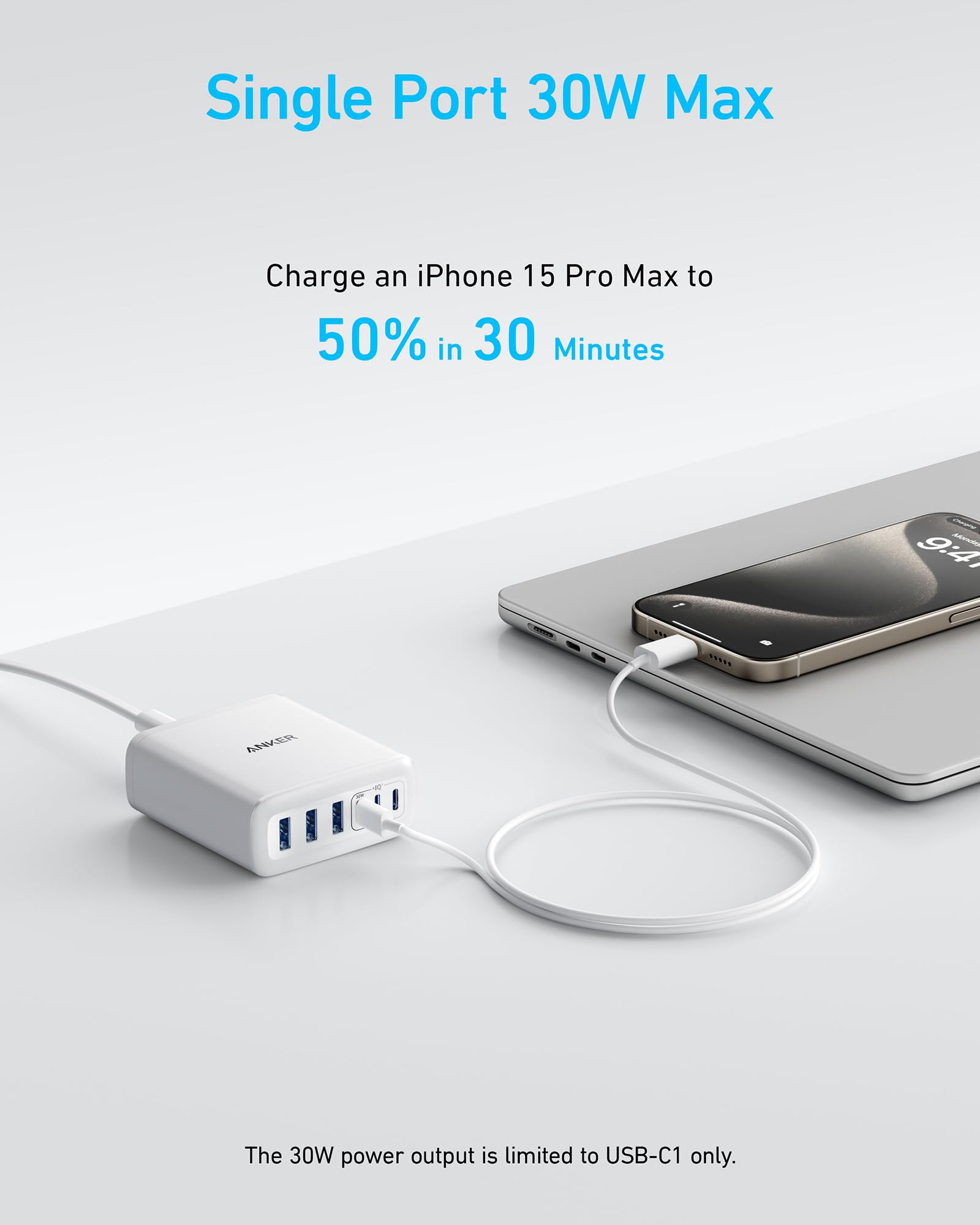 Foto 3 | Cargador Anker USB-C 112w de 6 Puertos para iPhone MacBook Pixel - Venta Internacional