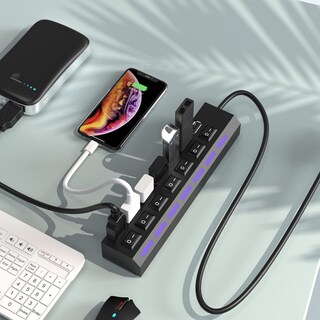 Foto 3 | Hub Usb De 7 Puertos Usb 2.0 De Alta Velocidad Con Luz Indicadora Led - Venta Internacional.