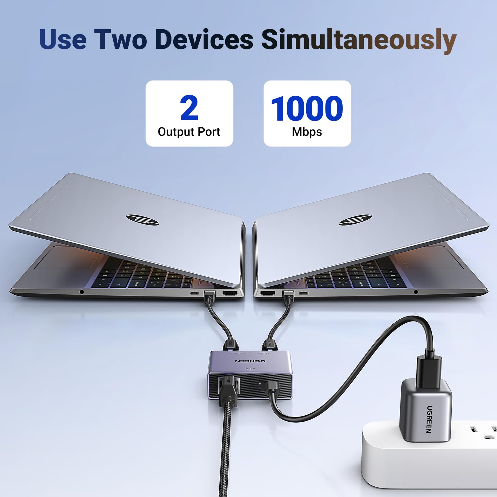 Foto 2 | Divisor Ethernet Ugreen 1000 Mbps 1 A 2 Para Pc, Portátil, Ps5 - Venta Internacional.