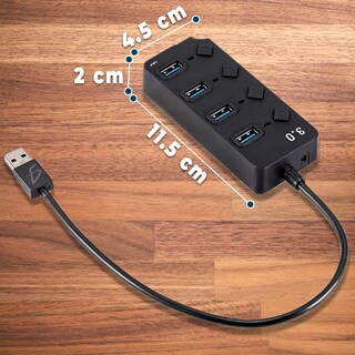 Foto 2 | 4 Puertos Usb 3.0 Hub Splitter Con Interruptor Independiente Lab.g Negro