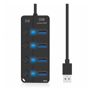 Foto 3 | 4 Puertos Usb 3.0 Hub Splitter Con Interruptor Independiente Lab.g Negro