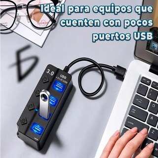 Foto 5 | 4 Puertos Usb 3.0 Hub Splitter Con Interruptor Independiente Lab.g Negro
