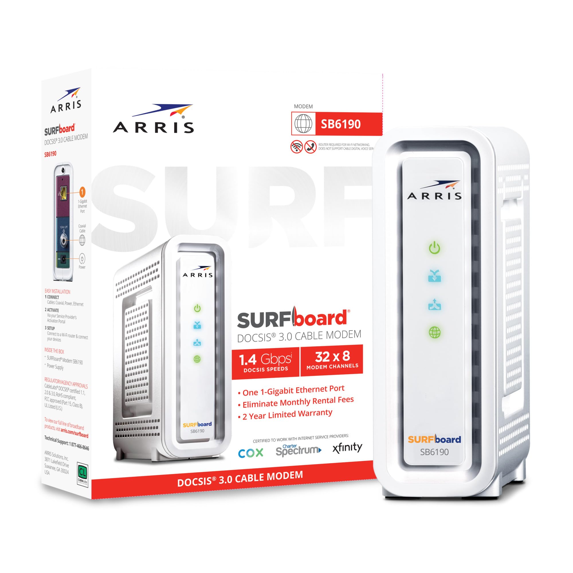 Foto 5 | Módem Por Cable Arris Surfboard Sb6190 Docsis 3.0 1,4 Gbps Blanco - Venta Internacional.