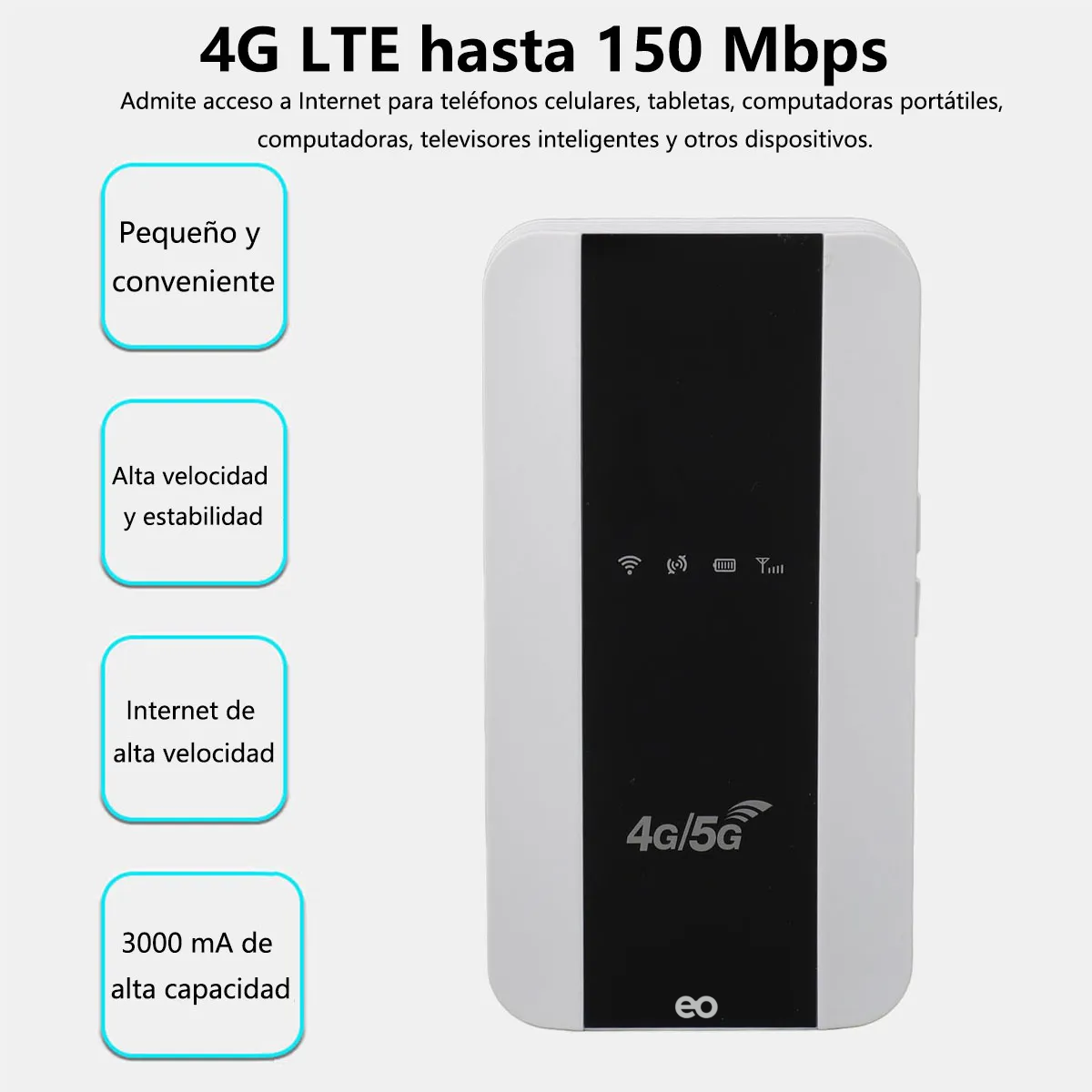 Foto 3 pulgar | Módem Wifi De Internet Portátil Inalámbrico 4g Eo Safe Imports Esi-20119 Blanco
