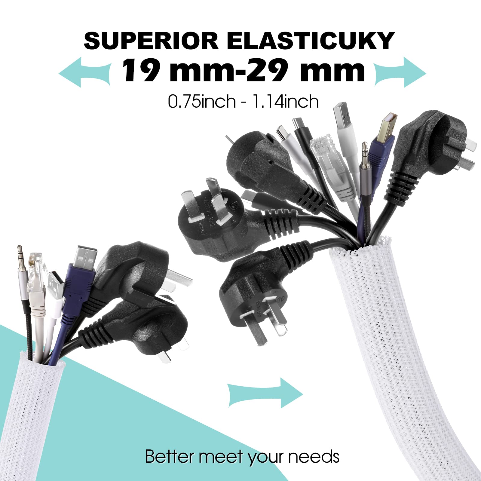 Foto 4 pulgar | Venta Internacional - Funda para Cables Agptek Blanca 1,5 m 1 Paquete de 2 Unidades