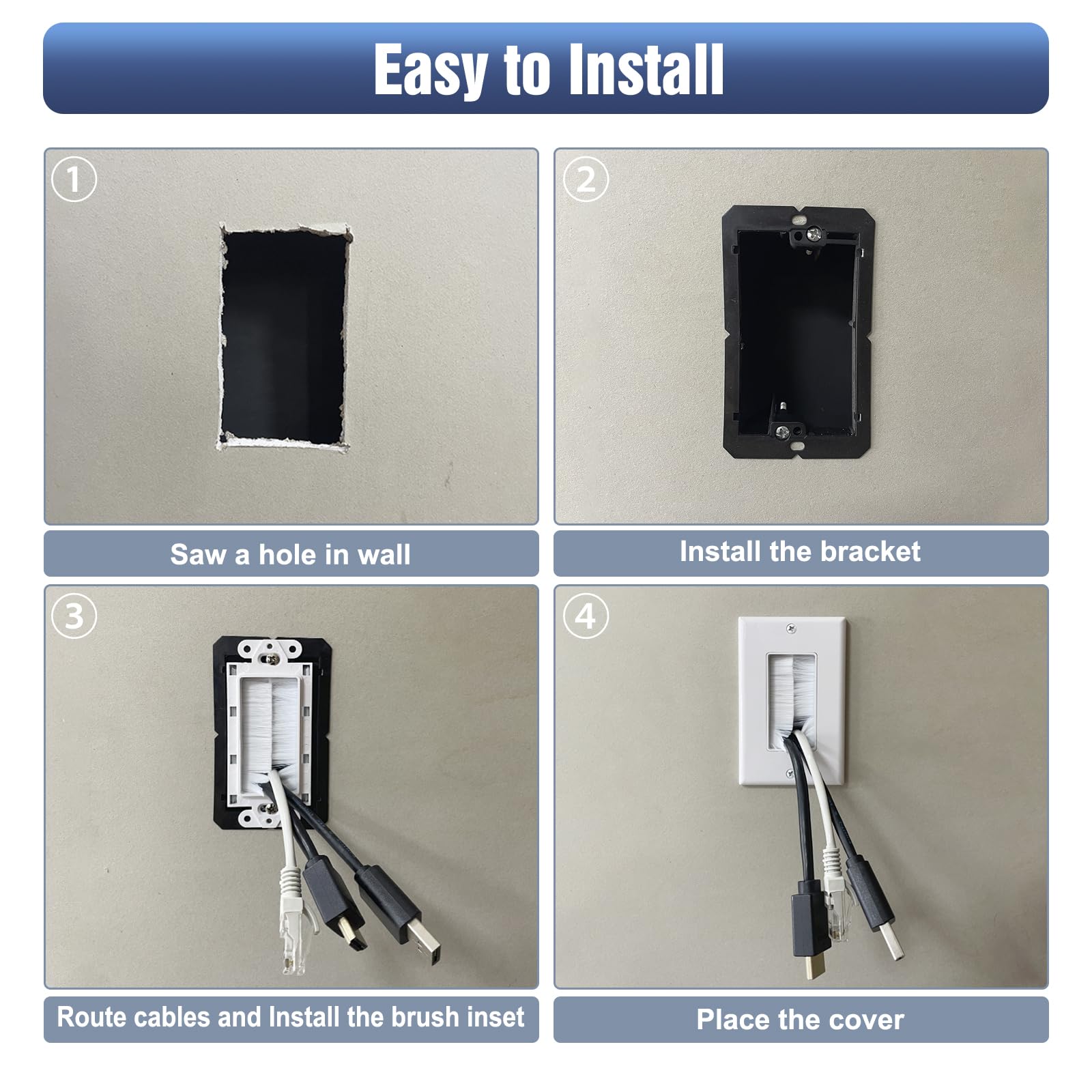Foto 7 | Cable Para Placa De Pared Con Soporte Vce Blanco, Paquete De 2 - Venta Internacional.