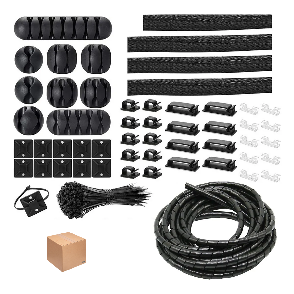 Foto 2 pulgar | 152pzs Organizador De Cables Eo Safe Imports Esi-20115 Negro