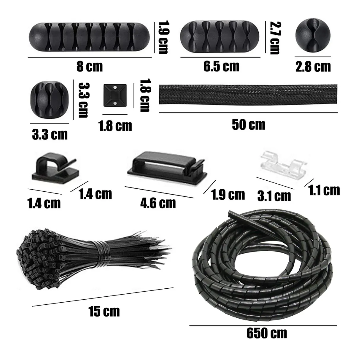 Foto 3 pulgar | 152pzs Organizador De Cables Eo Safe Imports Esi-20115 Negro
