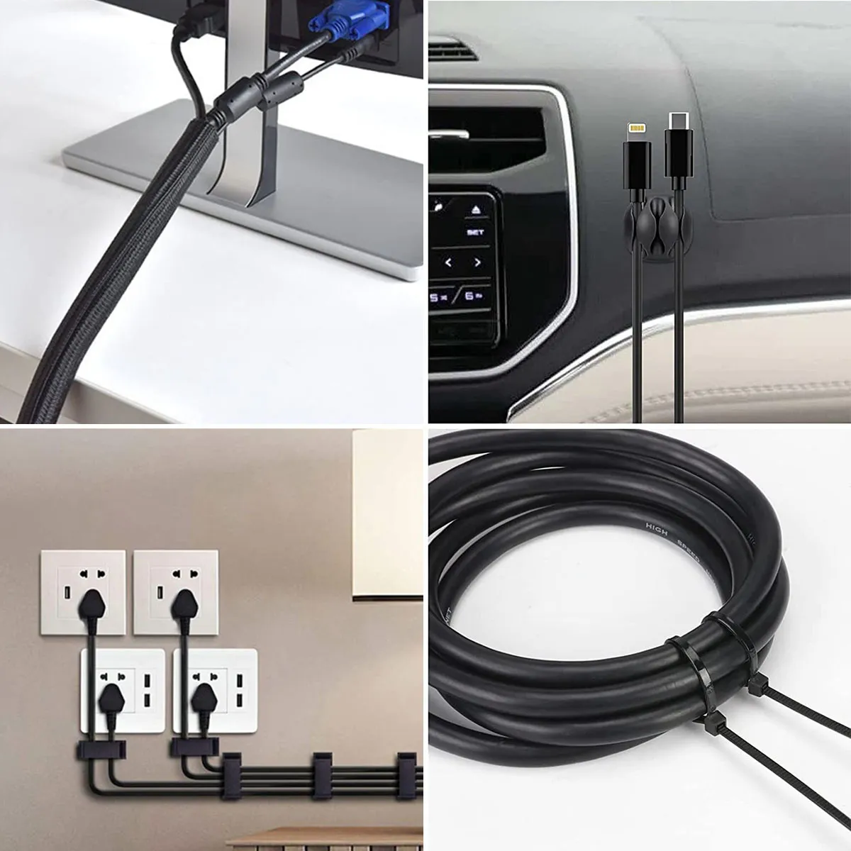 Foto 5 pulgar | 152pzs Organizador De Cables Eo Safe Imports Esi-20115 Negro