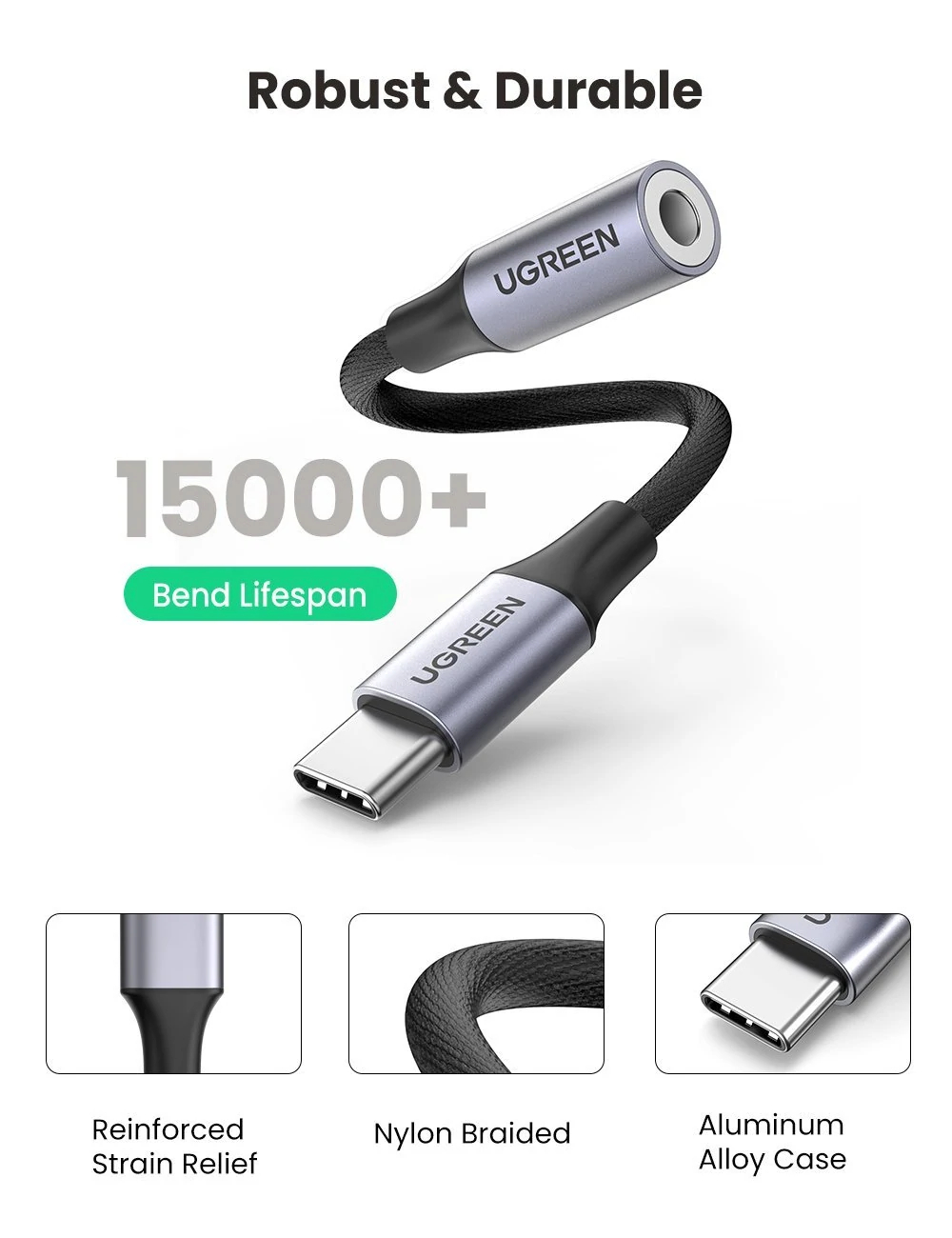 Foto 4 pulgar | Adaptador USB C a 3.5 mm Ugreen 80154 color Gris