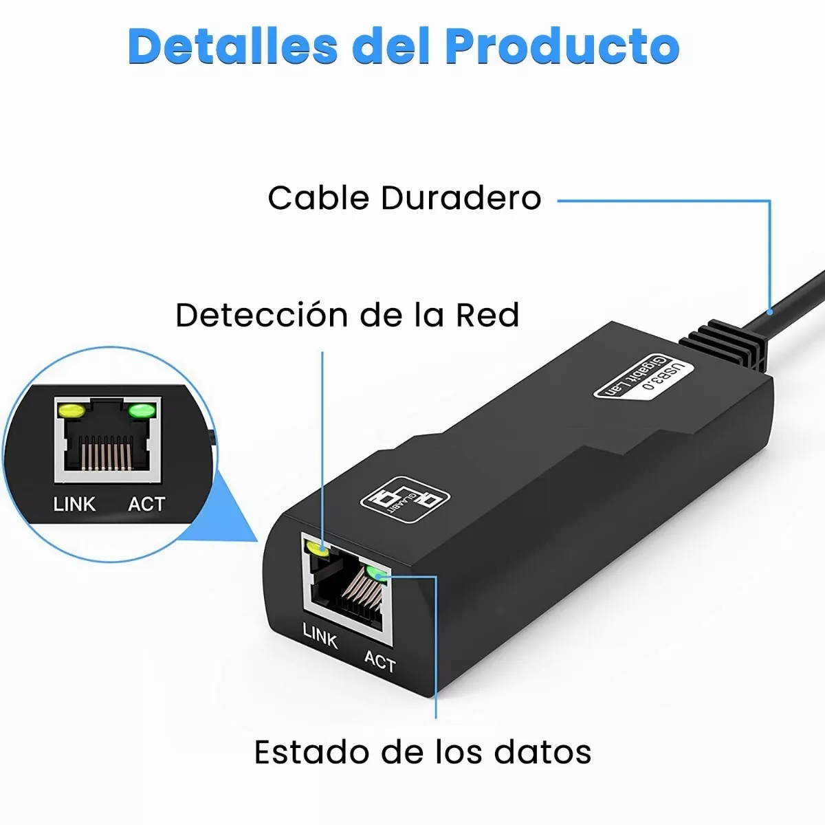 Foto 4 pulgar | Adaptador Ethernet Usb 3.0 A Rj45 Gigabit Eo Safe Imports Esi-9680 Negro