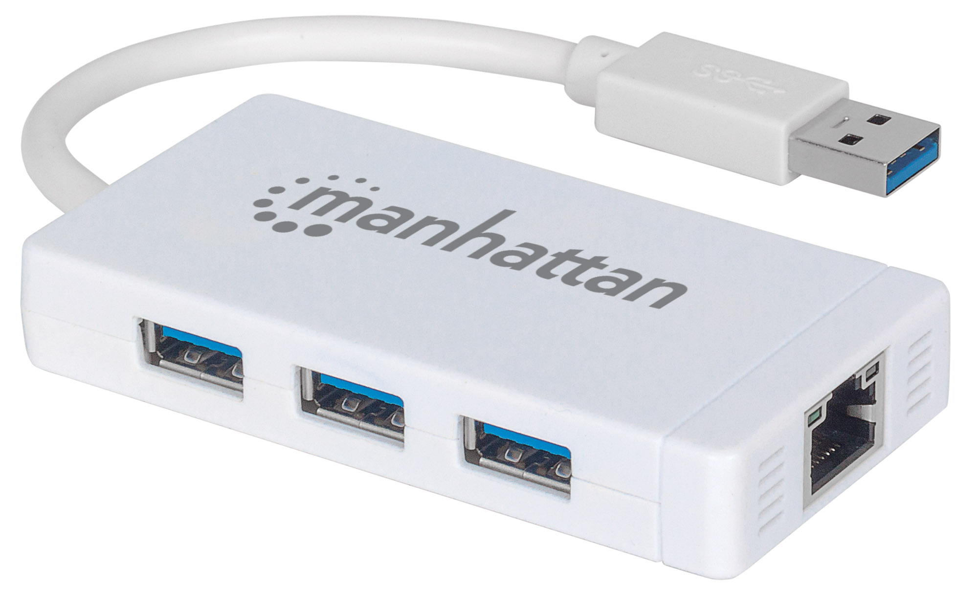 Adaptador De Red Gb Usb Con Hub De 3 Puertos Usb 3.0 Manhattan 507578