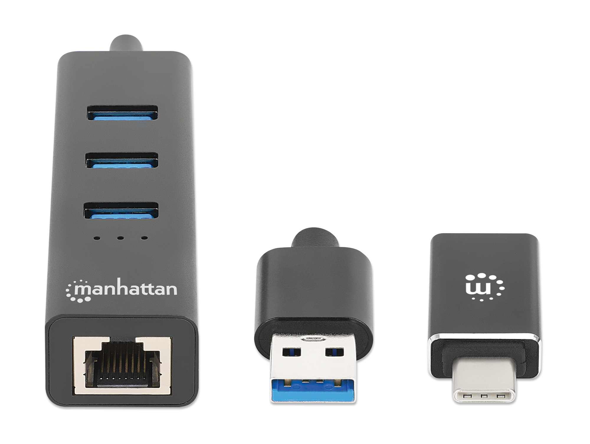 Foto 4 pulgar | Adaptador De Red Gb Usb A/c +hub 3 Ptos V3.0 Manhattan 180894