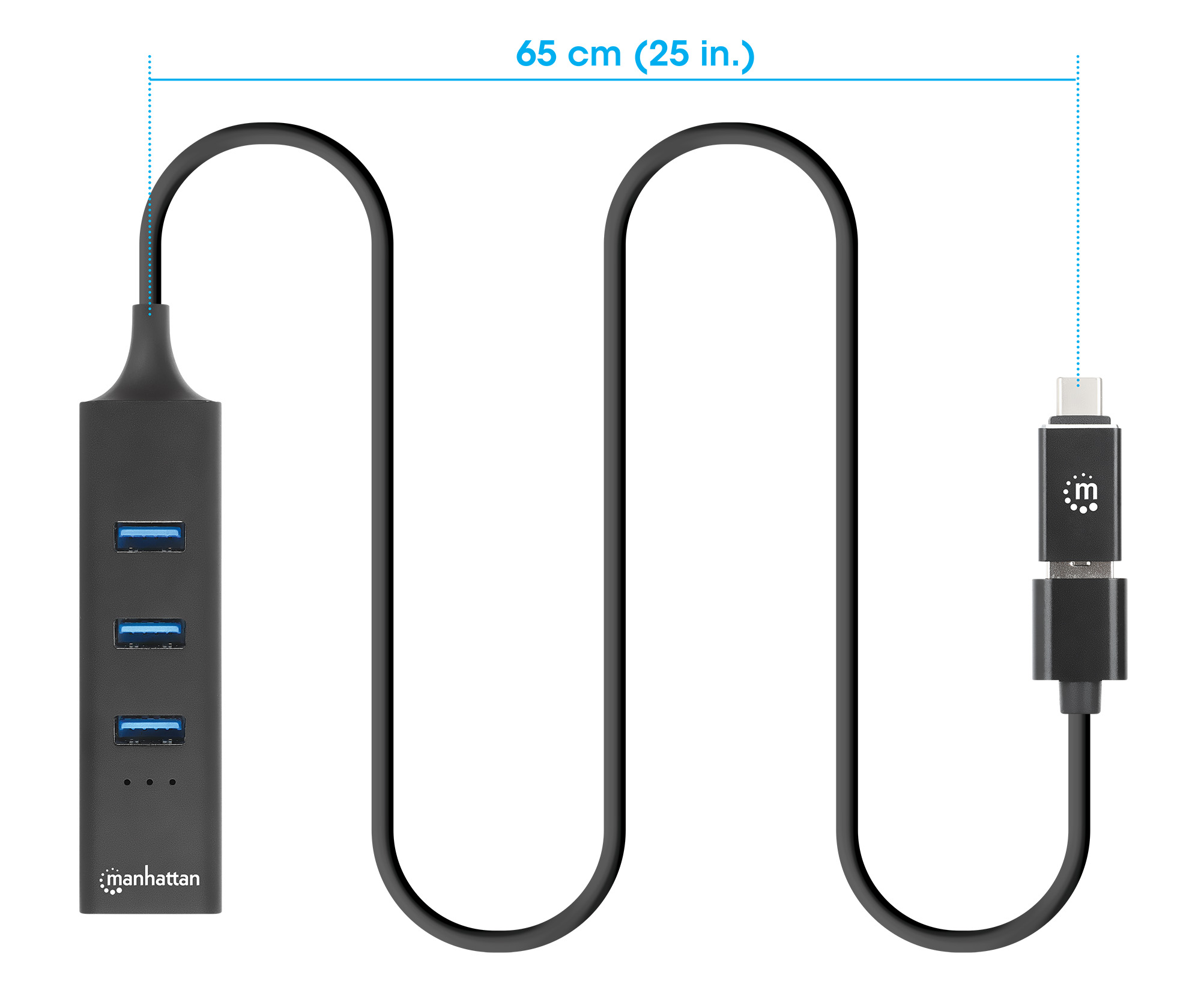 Foto 5 pulgar | Adaptador De Red Gb Usb A/c +hub 3 Ptos V3.0 Manhattan 180894