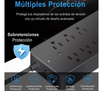 Foto 3 | Language Regleta Multicontactos Con 8 Salidas 3 Usb 1 Tipo C Eo Safe Imports Esi-5075-1 Negro