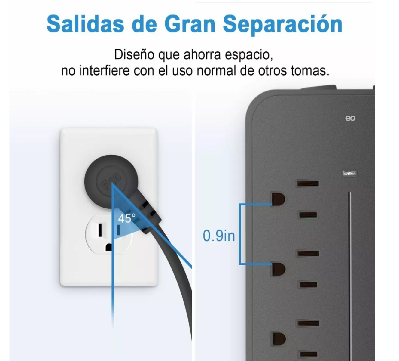 Foto 6 pulgar | Language Regleta Multicontactos Con 8 Salidas 3 Usb 1 Tipo C Eo Safe Imports  Esi-5075-1 Negro