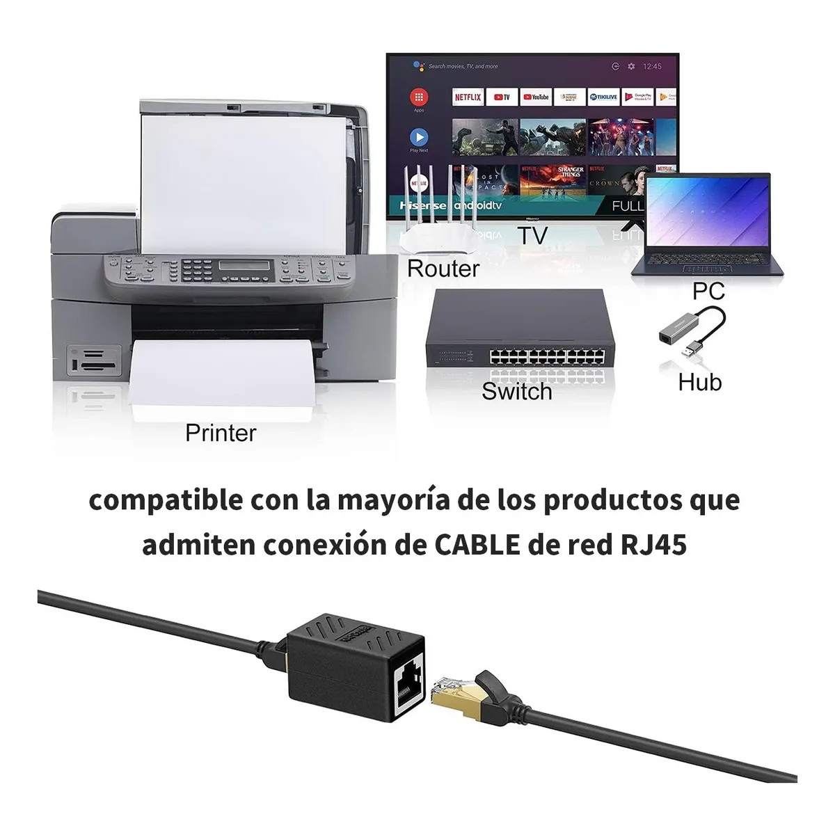 Foto 5 pulgar | Cople Para Cable De Red Rj45 Cat5/6/7/8 Unión 6 Piezas Eo Safe Imports Esi-20111 Negro
