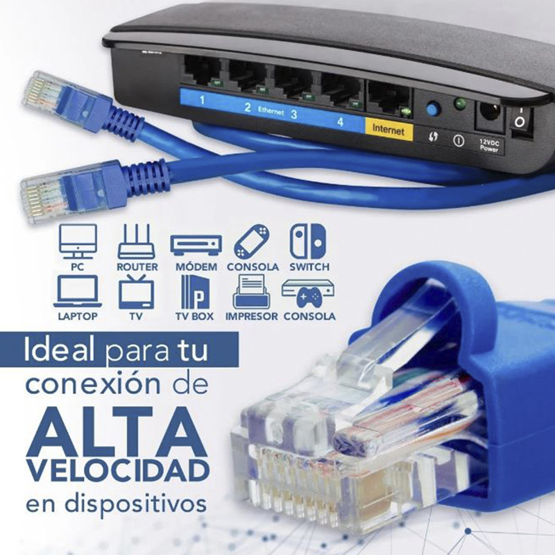Foto 7 pulgar | Cable de Red Ethernet Sin Marca CAT5-30M color Azul 30 m UTP RJ 45