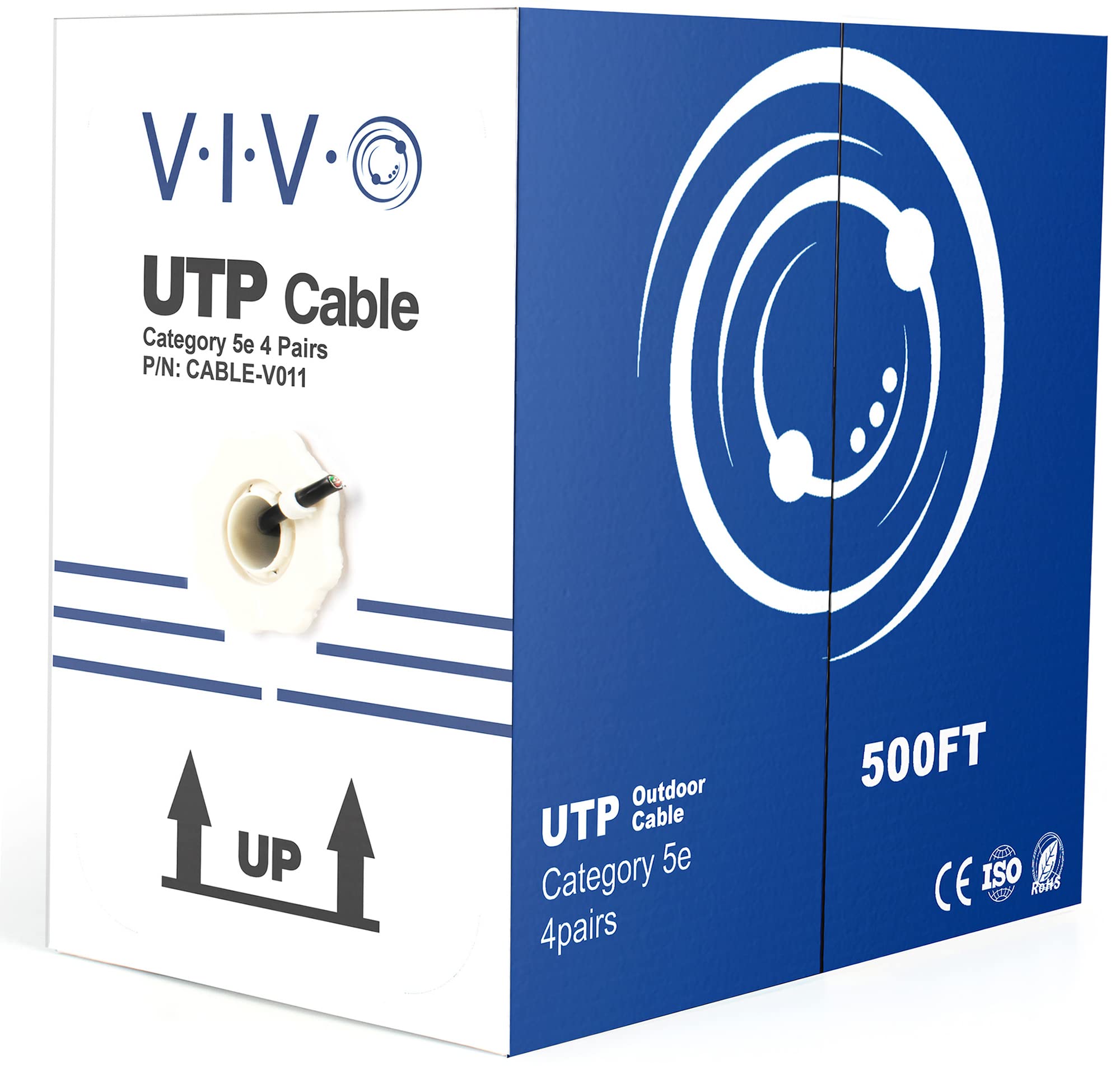 Foto 2 pulgar | Cable Ethernet Vivo Cable-v011 Cat5e, 500 Pies, Resistente Al Agua, Negro - Venta Internacional.