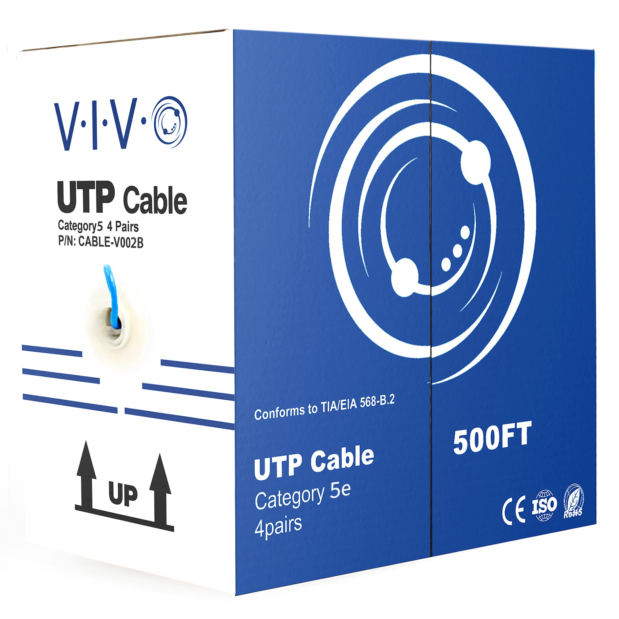 Cable Ethernet Vivo Cca Cat5e, Rollo De 500 Pies, Azul Cable-v002b - Venta Internacional.