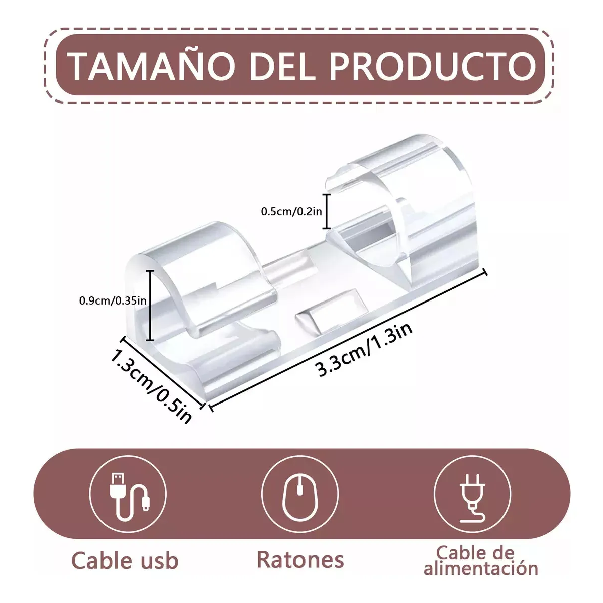 Foto 4 pulgar | Organizador Cables Sujeta Cables Sin Perforar De 60 Pzas Eo Safe Imports Esi-20113 Transparente