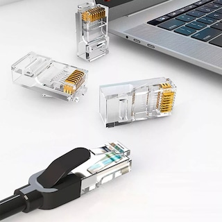 Foto 3 | Kit Plug Conector para Cable Red Utp Cat Eo Safe Imports Esi-9679 Transparente 100 Piezas